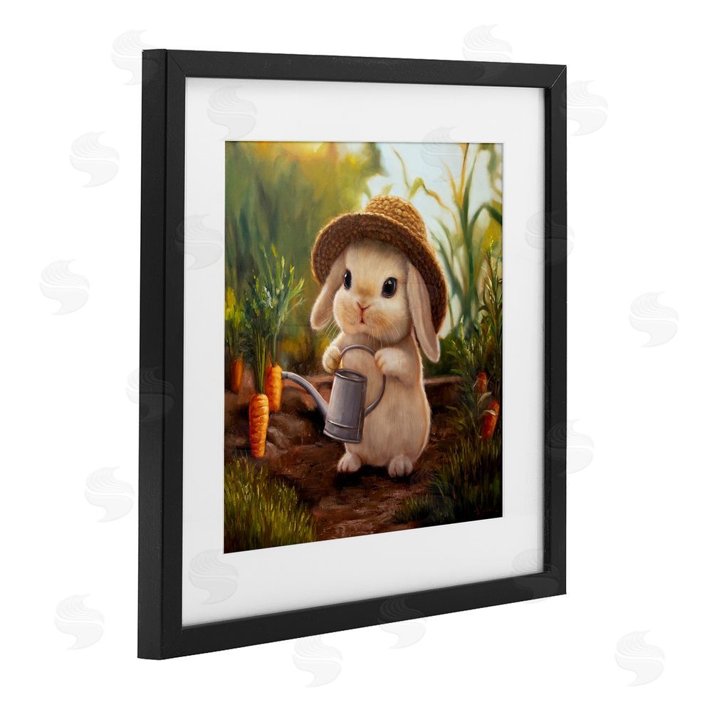 Lucia Heffernan Bunny with Carrot Garden Black Framed Print Under Glass Wall Art