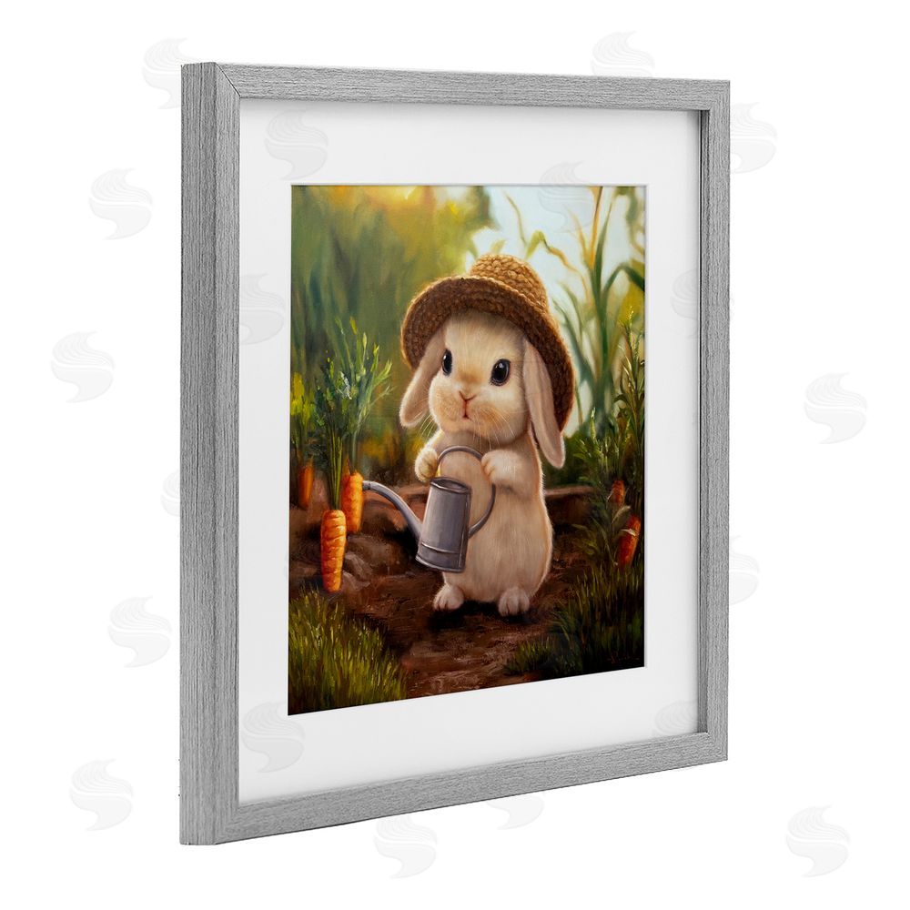 Lucia Heffernan Bunny with Carrot Garden Gray Framed Print Under Glass Wall Art