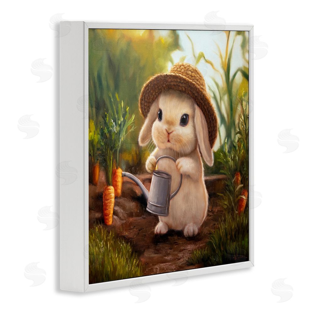 Lucia Heffernan Bunny with Carrot Garden White Framed Giclee Wall Art Print