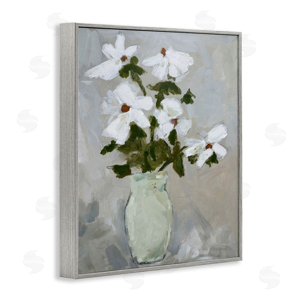 Chloe Elliot Cosmos Flowers Serene Rustic Vase Gray Framed Giclee Wall Art Print