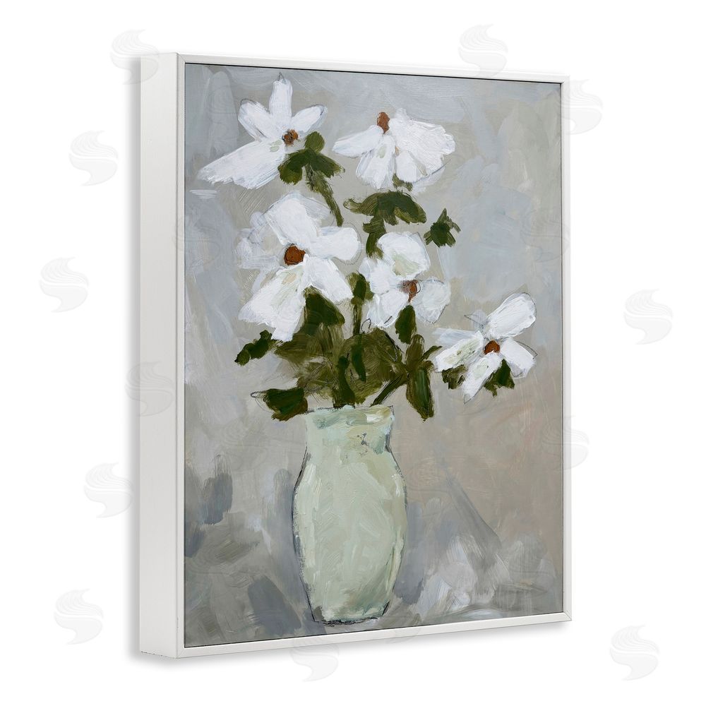Chloe Elliot Cosmos Flowers Serene Rustic Vase White Framed Giclee Wall Art Print