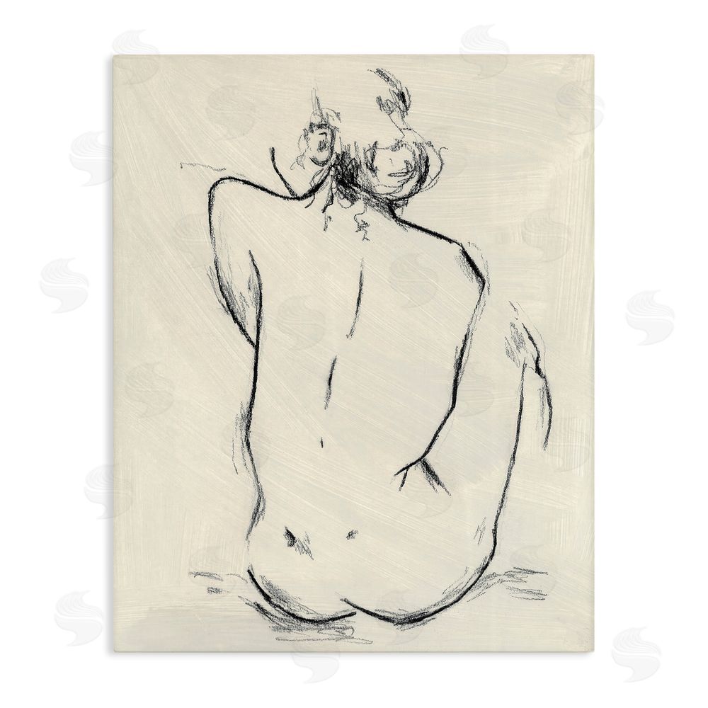 Chloe Elliot Nude Sitting Study Stretched Canvas Wall Art Print