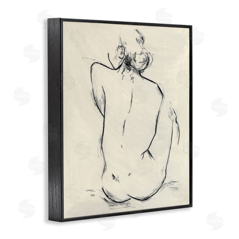 Chloe Elliot Nude Sitting Study Black Framed Giclee Wall Art Print