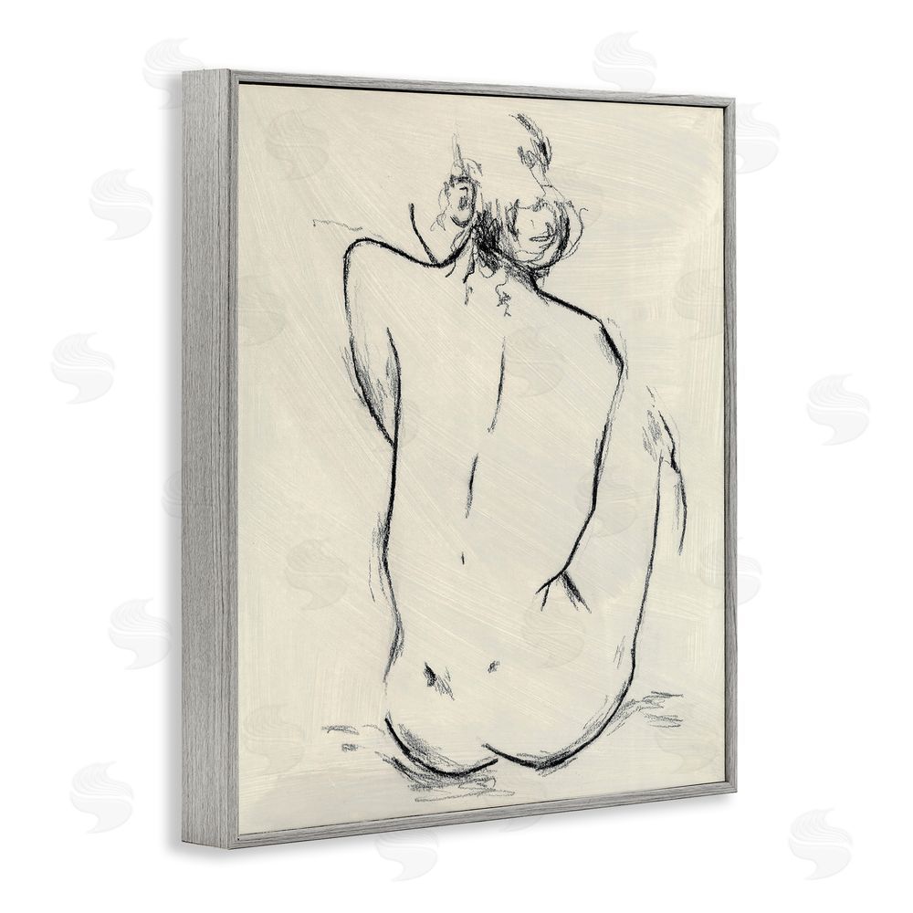 Chloe Elliot Nude Sitting Study Gray Framed Giclee Wall Art Print