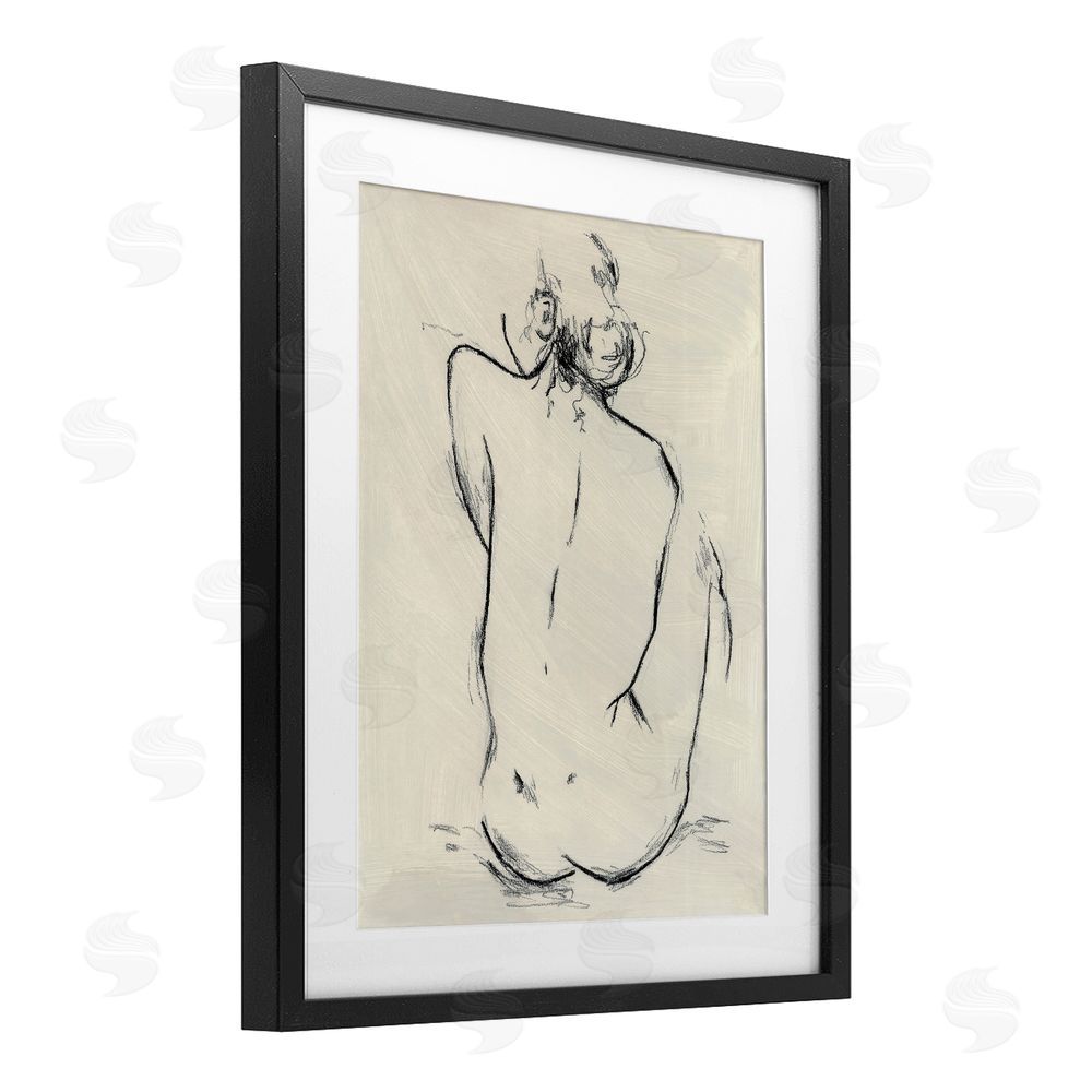 Chloe Elliot Nude Sitting Study Black Framed Print Under Glass Wall Art