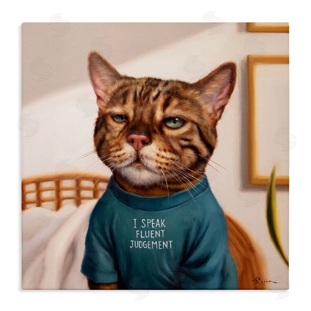 Lucia Heffernan Cattitude Speak Fluent Judgement Stretched Canvas Wall Art Print