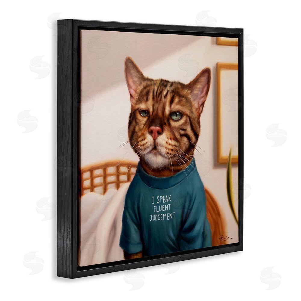 Lucia Heffernan Cattitude Speak Fluent Judgement Black Floating Frame Canvas Wall Art Print