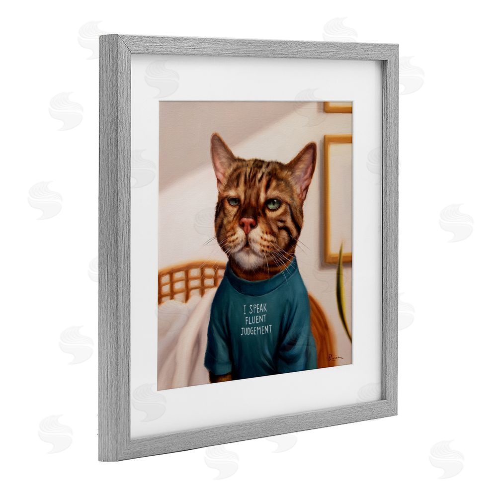 Lucia Heffernan Cattitude Speak Fluent Judgement Gray Framed Print Under Glass Wall Art
