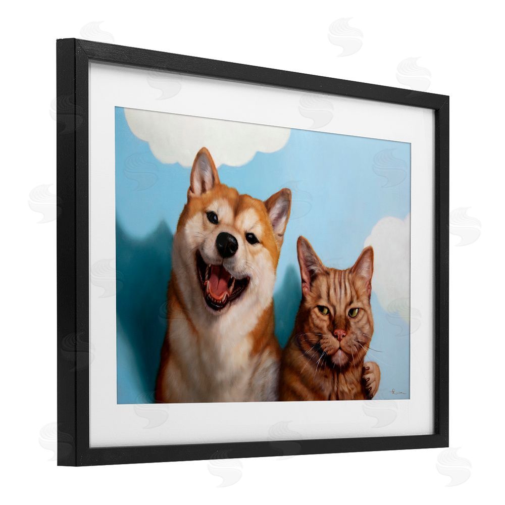 Lucia Heffernan Adopted Brother Dog & Cat Black Framed Print Under Glass Wall Art