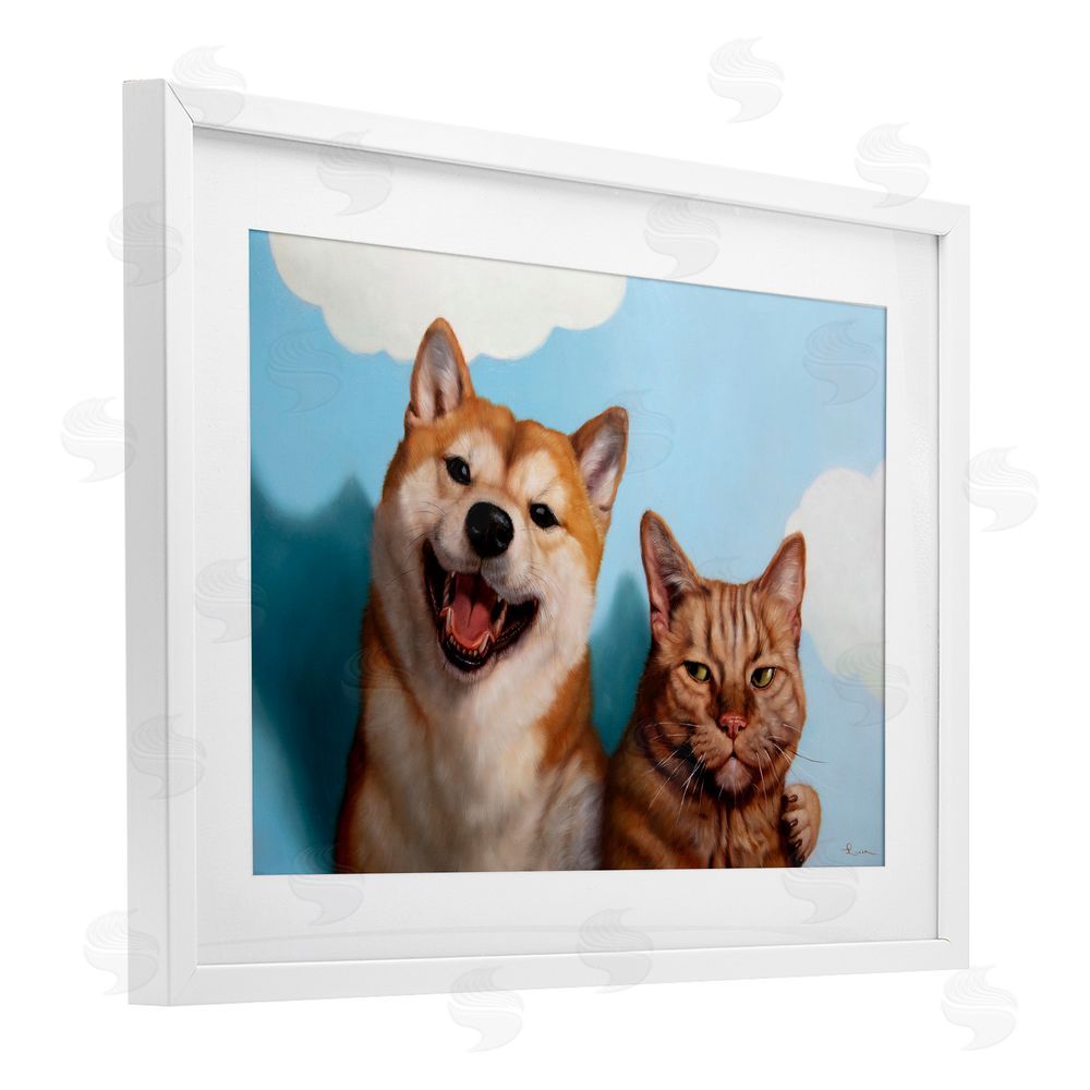 Lucia Heffernan Adopted Brother Dog & Cat White Framed Print Under Glass Wall Art