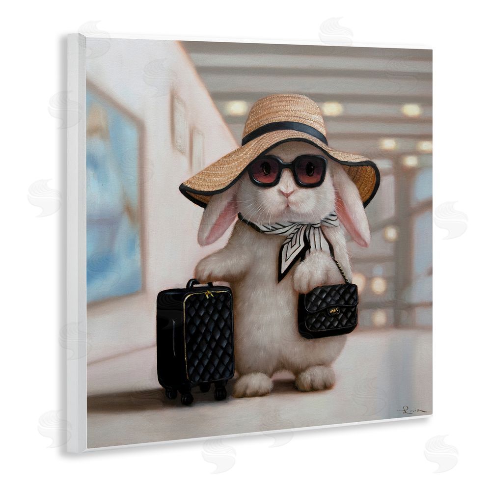 Lucia Heffernan Bun Voyage Traveling Rabbit Wooden Wall Plaque Art Print