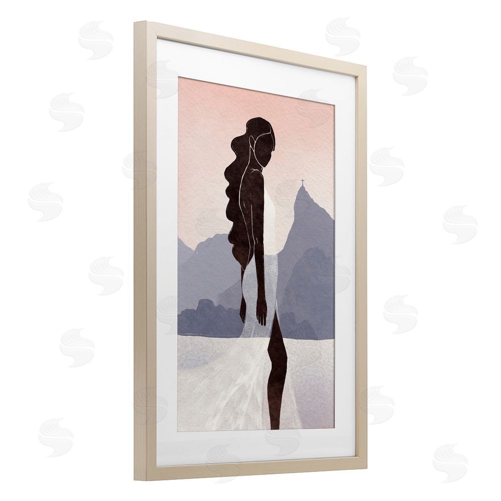 Yuyu Pont Garota Silhouette Portrait Brown Framed Print Under Glass Wall Art