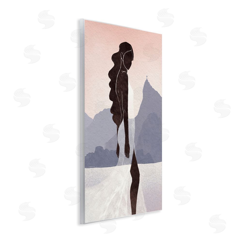 Yuyu Pont Garota Silhouette Portrait Wooden Wall Plaque Art Print