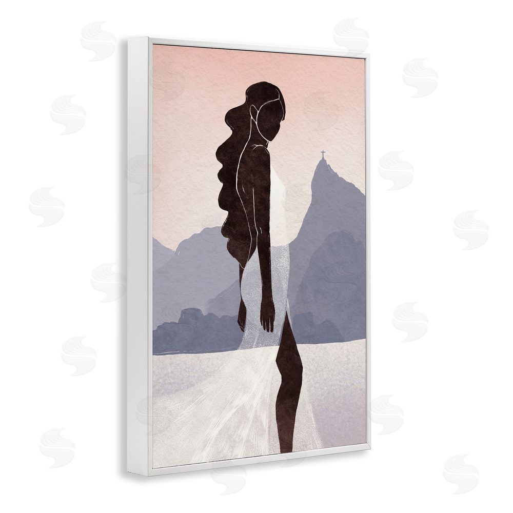 Yuyu Pont Garota Silhouette Portrait White Framed Giclee Wall Art Print