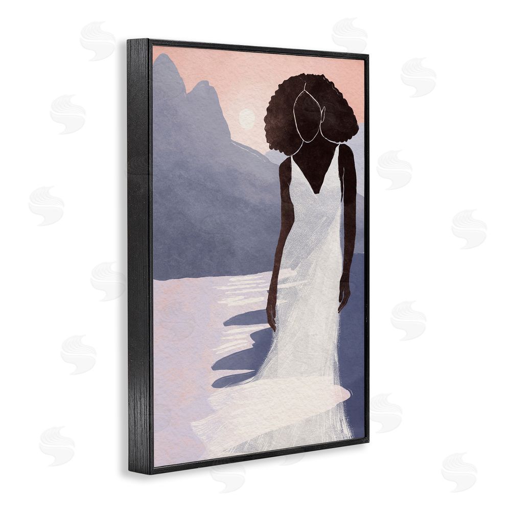 Yuyu Pont White Gown Silhouette at Sunset Black Framed Giclee Wall Art Print