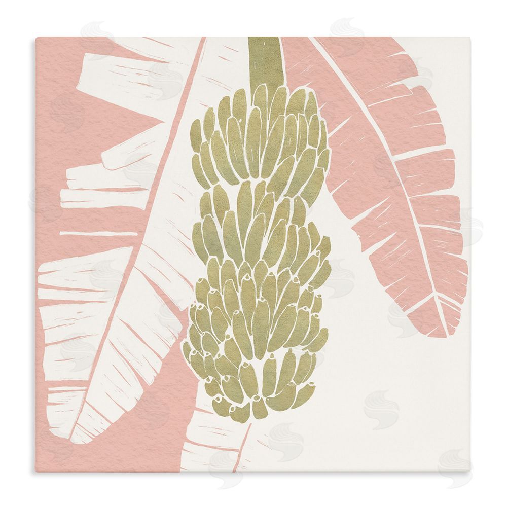 Yuyu Pont Banana Bunch Amid Pink Leaves Stretched Canvas Wall Art Print