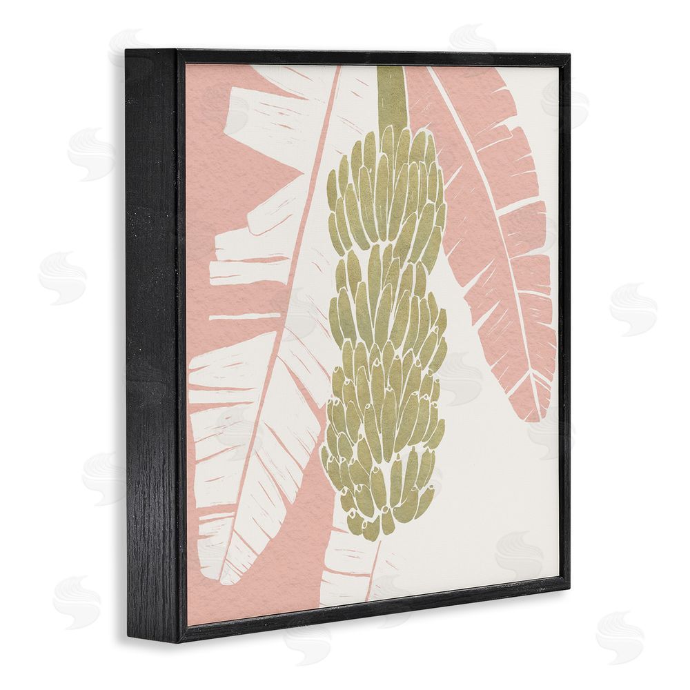 Yuyu Pont Banana Bunch Amid Pink Leaves Black Framed Giclee Wall Art Print