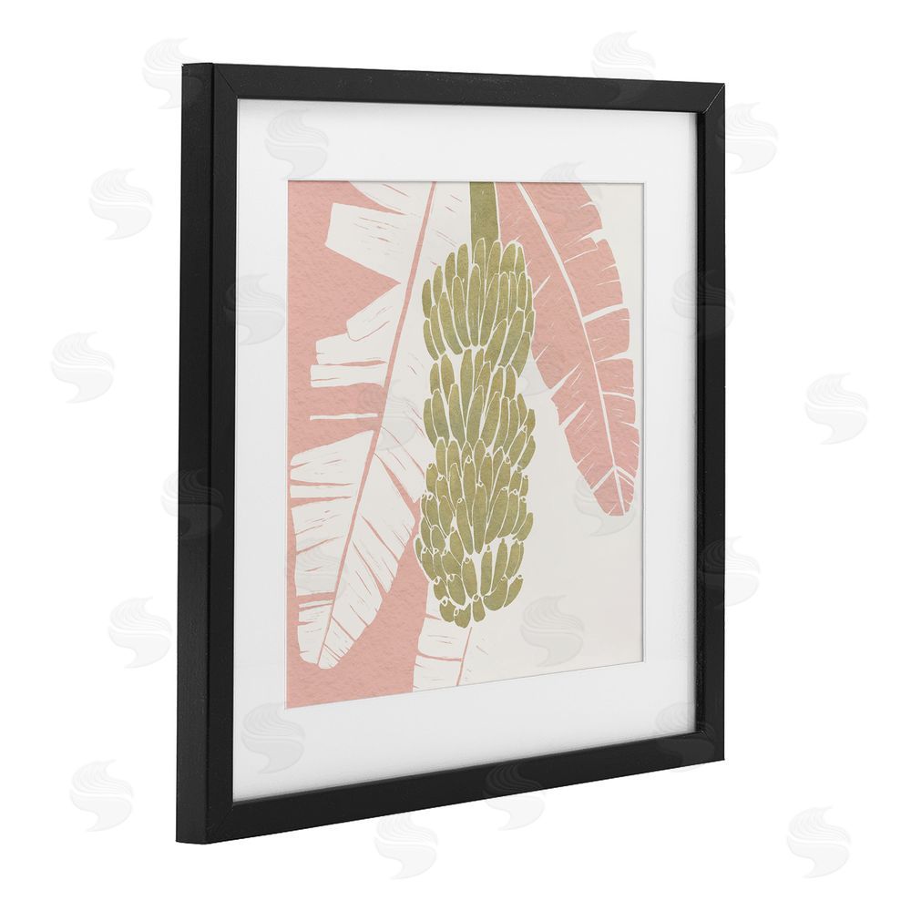 Yuyu Pont Banana Bunch Amid Pink Leaves Black Framed Print Under Glass Wall Art