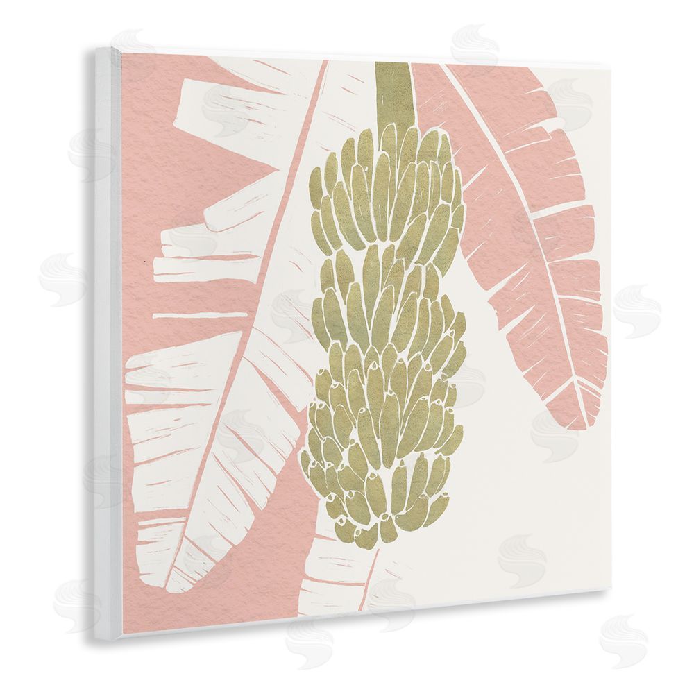 Yuyu Pont Banana Bunch Amid Pink Leaves Wooden Wall Plaque Art Print