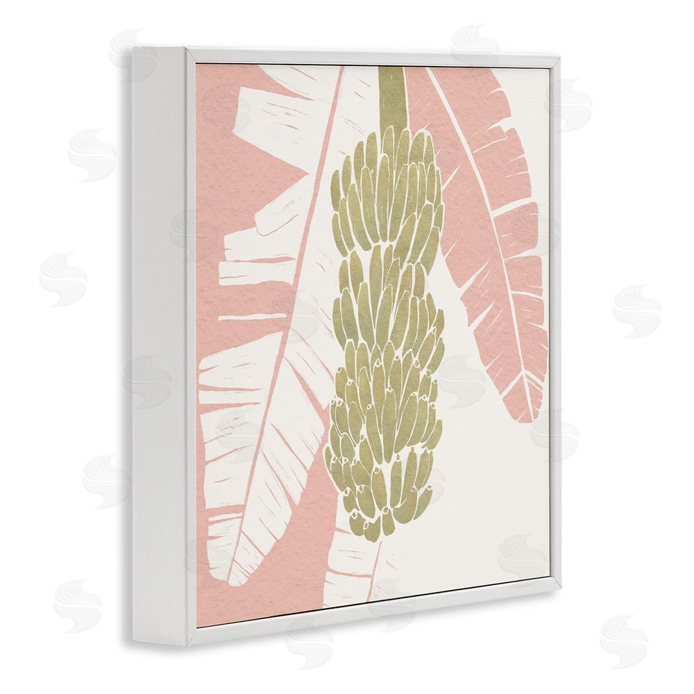 Yuyu Pont Banana Bunch Amid Pink Leaves White Framed Giclee Wall Art Print