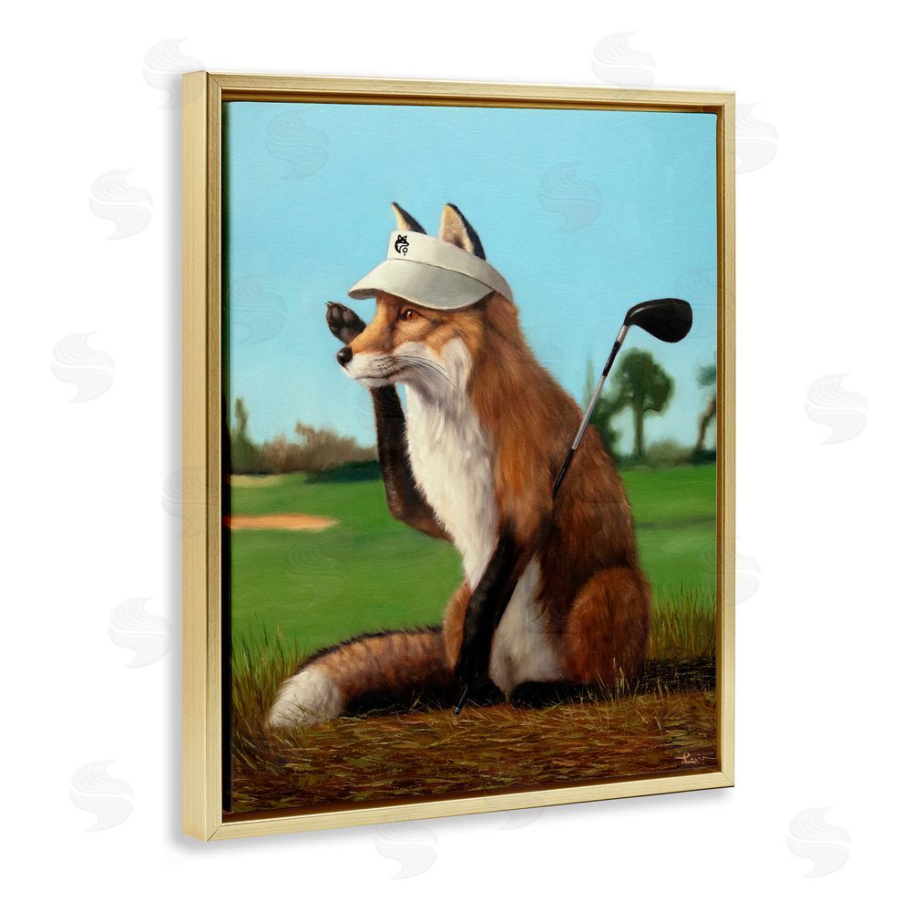Lucia Heffernan Fox Drive Golfer Gold Floating Frame Canvas Wall Art Print