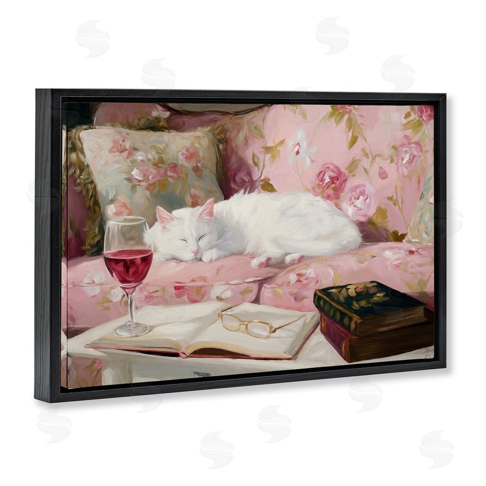 Tina LeCour Booked For A Nap Black Floating Frame Canvas Wall Art Print
