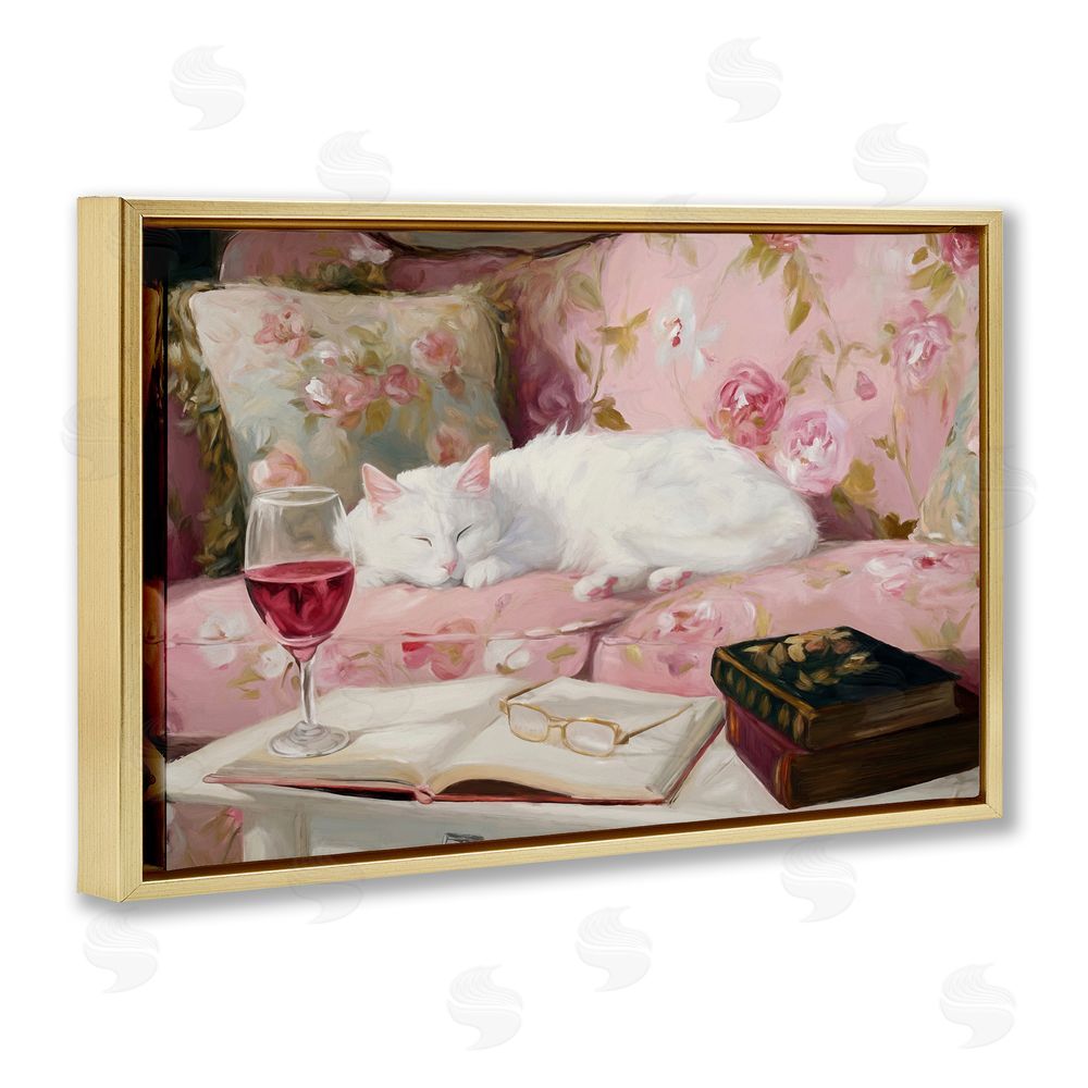 Tina LeCour Booked For A Nap Gold Floating Frame Canvas Wall Art Print
