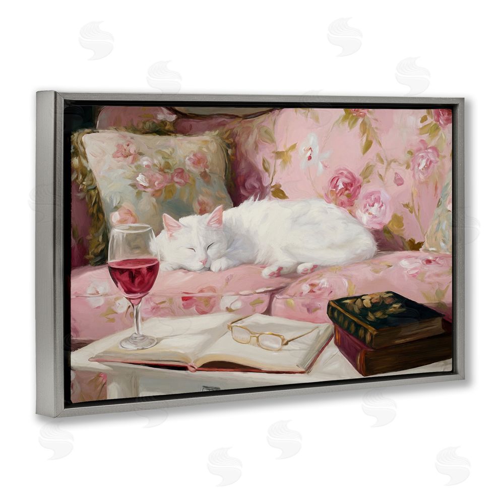 Tina LeCour Booked For A Nap Gray Floating Frame Canvas Wall Art Print