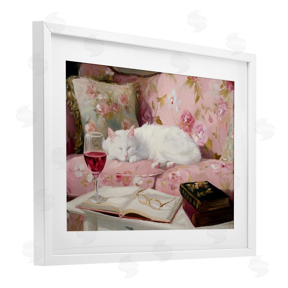 Tina LeCour Booked For A Nap White Framed Print Under Glass Wall Art
