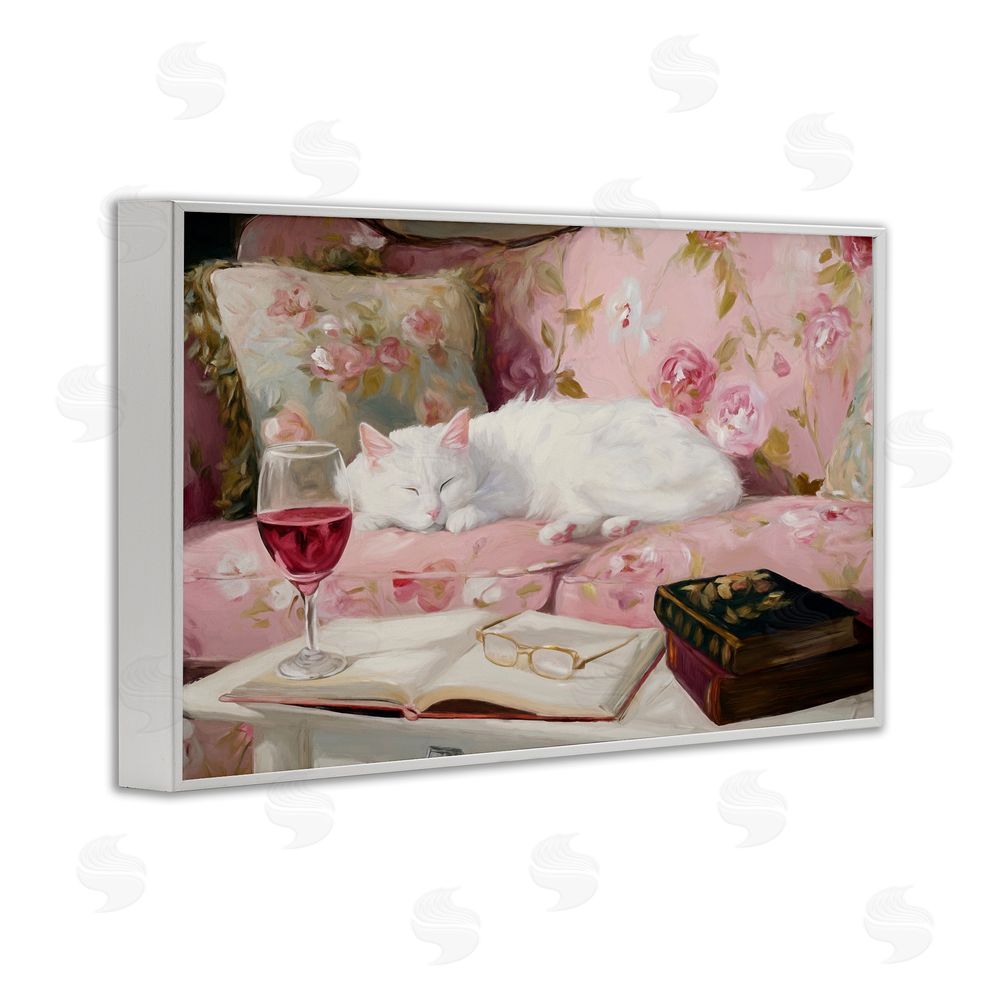 Tina LeCour Booked For A Nap White Framed Giclee Wall Art Print