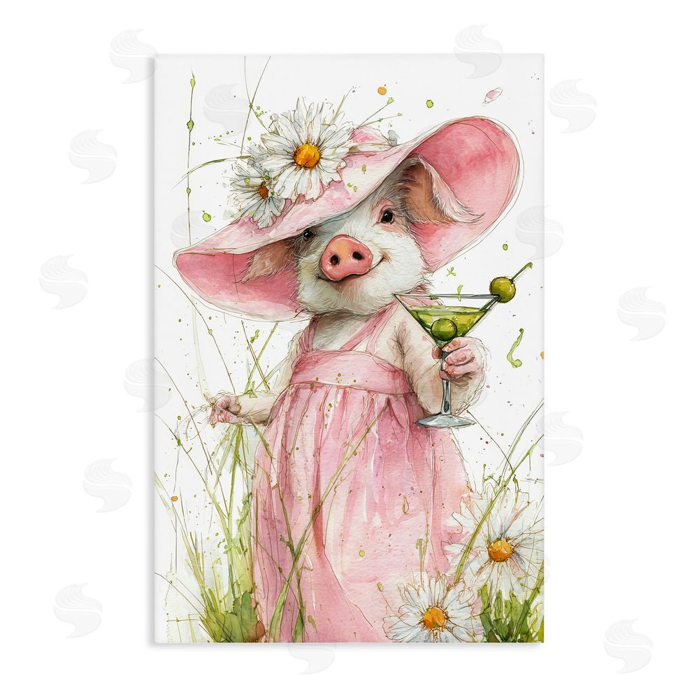 Tina LeCour Dirty Martini Daisy Piglet Stretched Canvas Wall Art Print