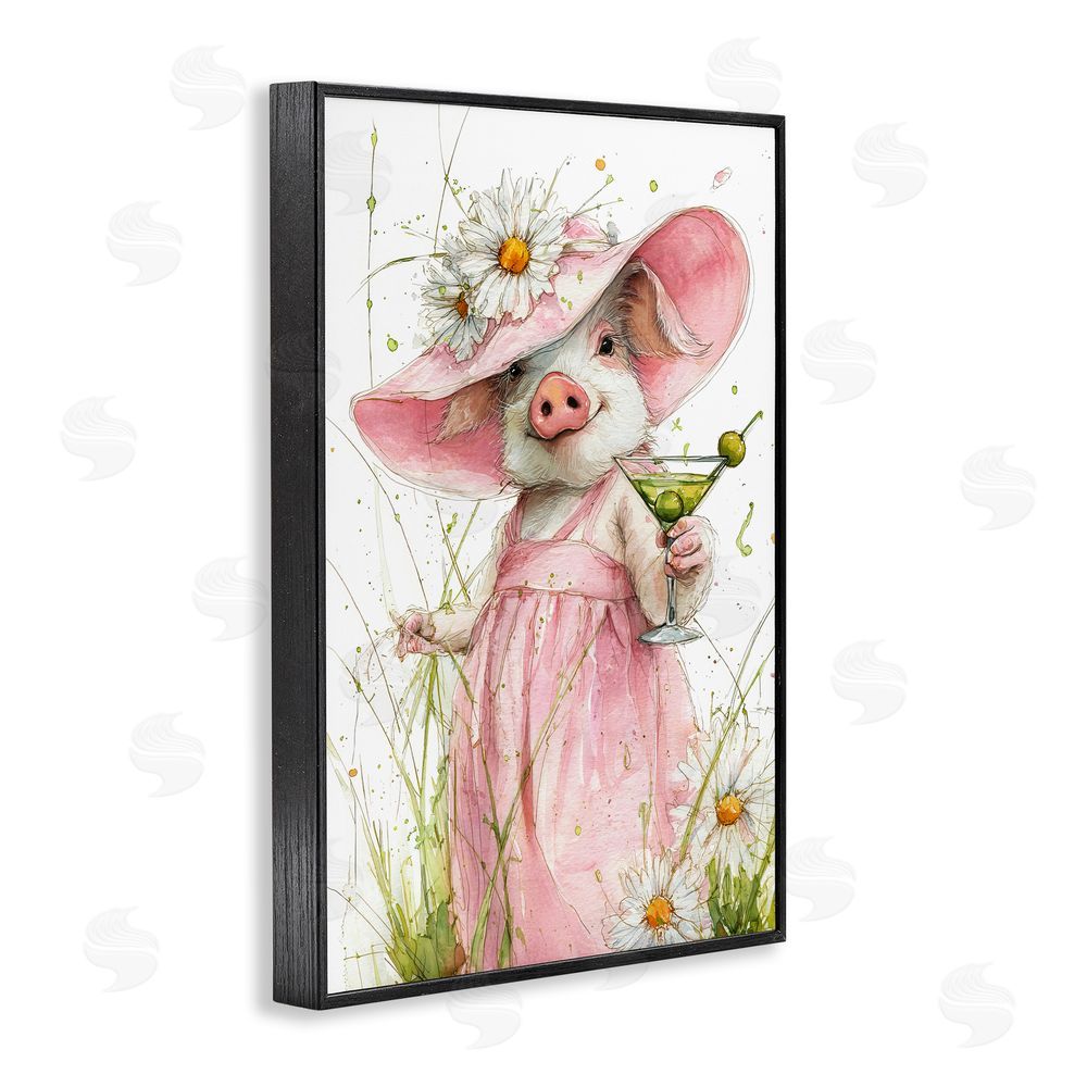 Tina LeCour Dirty Martini Daisy Piglet Black Framed Giclee Wall Art Print