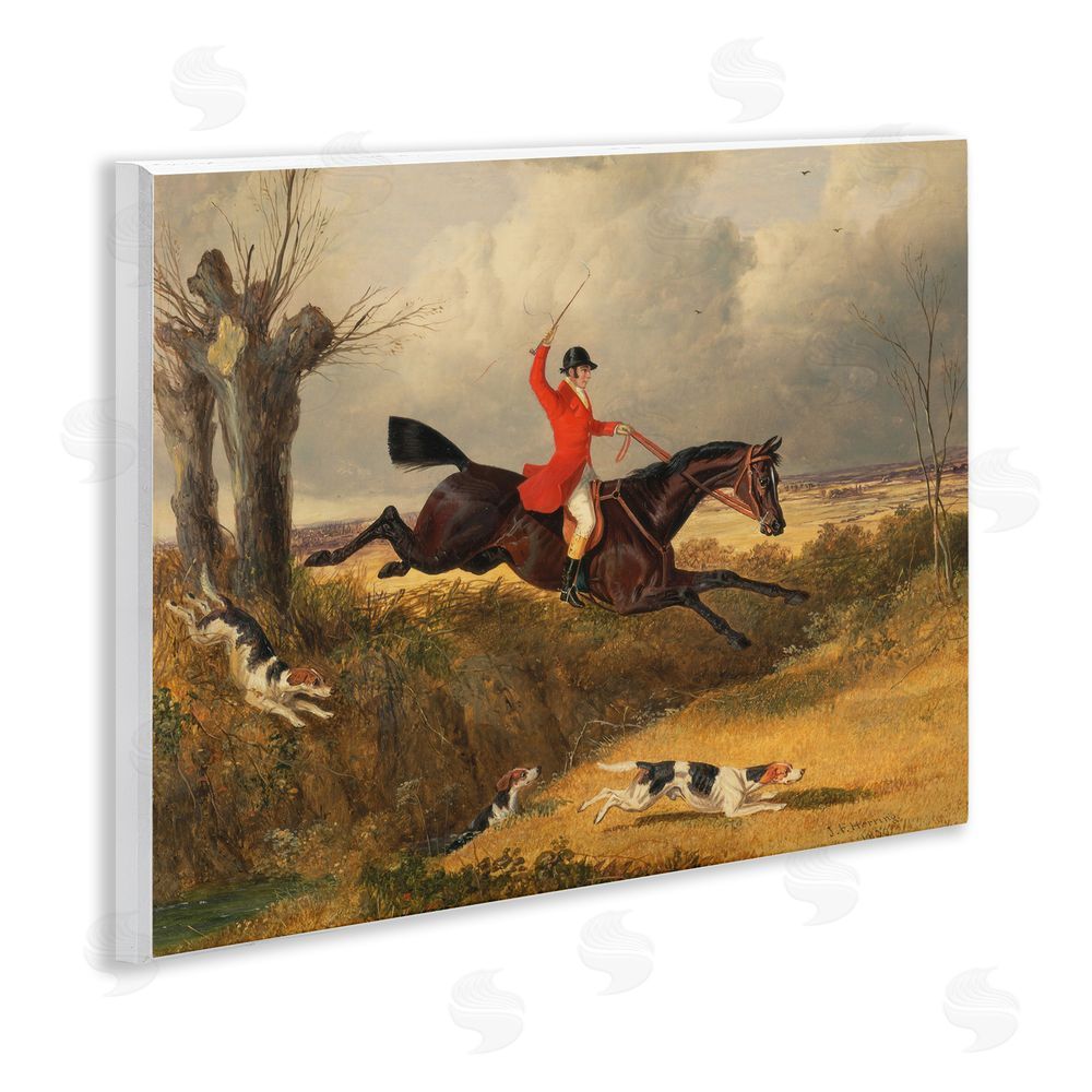 Tina LeCour Jockey & Dogs Clearing a Ditch Wooden Wall Plaque Art Print