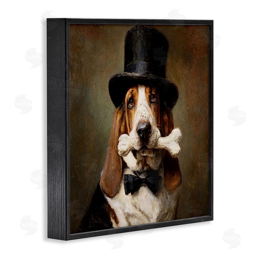 Tina LeCour Loyal Gentleman Basset Hound Black Framed Giclee Wall Art Print