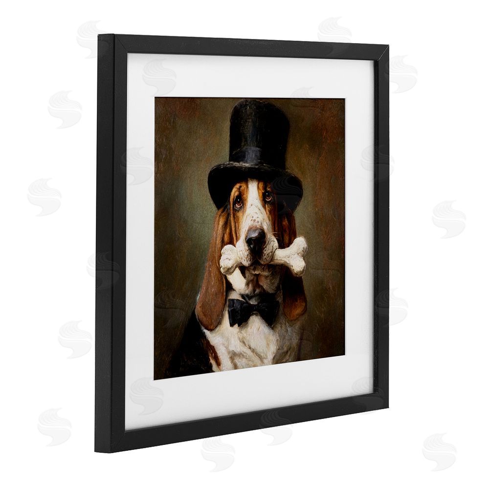 Tina LeCour Loyal Gentleman Basset Hound Black Framed Print Under Glass Wall Art