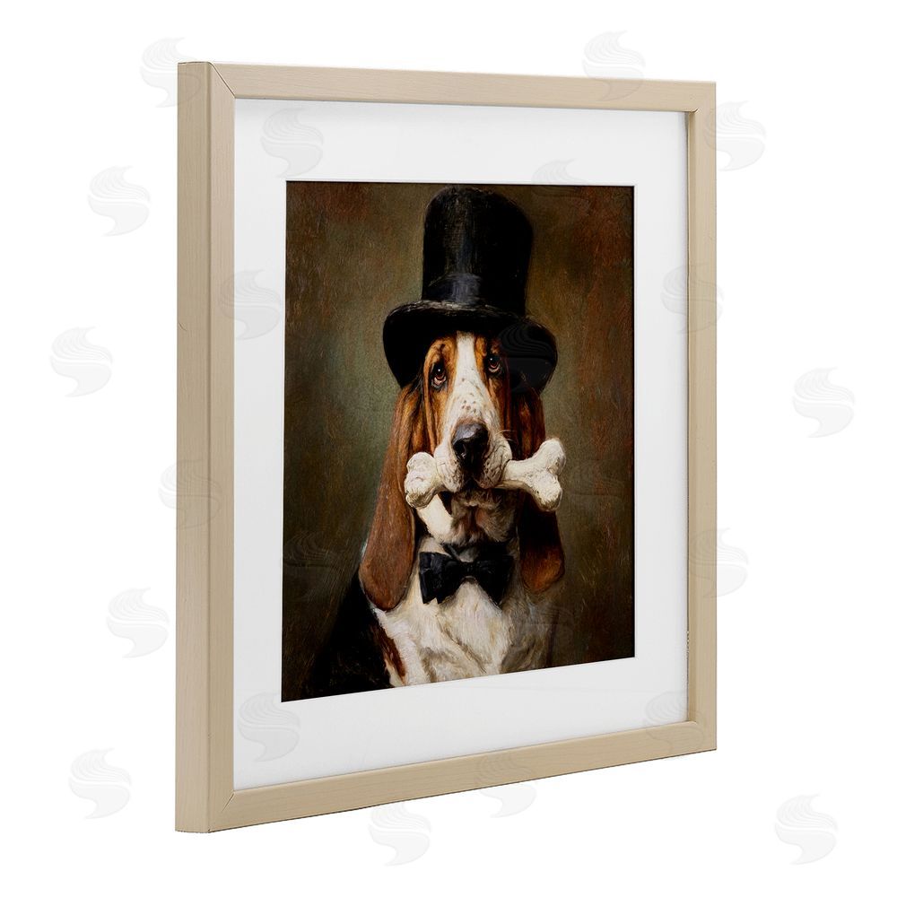 Tina LeCour Loyal Gentleman Basset Hound Brown Framed Print Under Glass Wall Art
