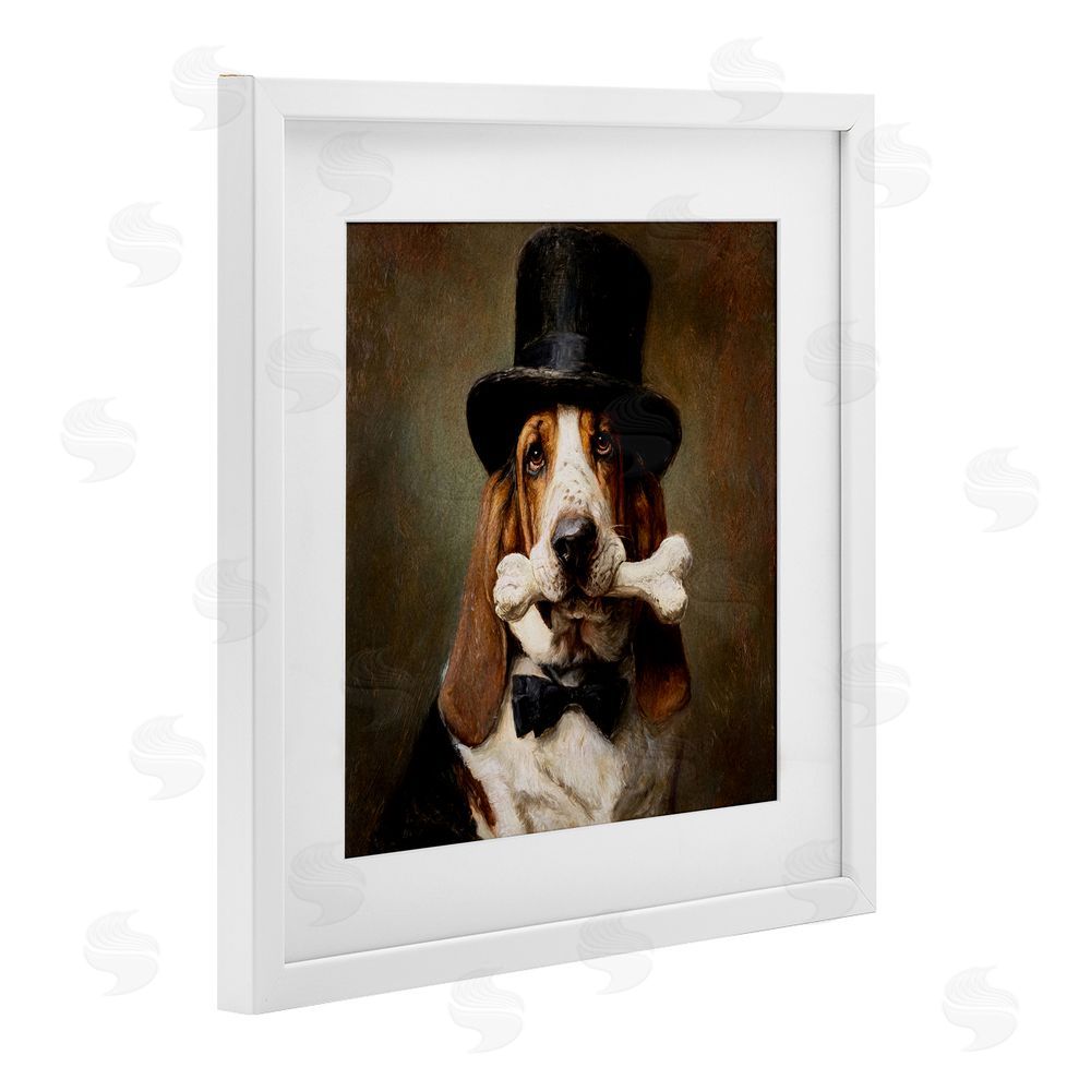 Tina LeCour Loyal Gentleman Basset Hound White Framed Print Under Glass Wall Art