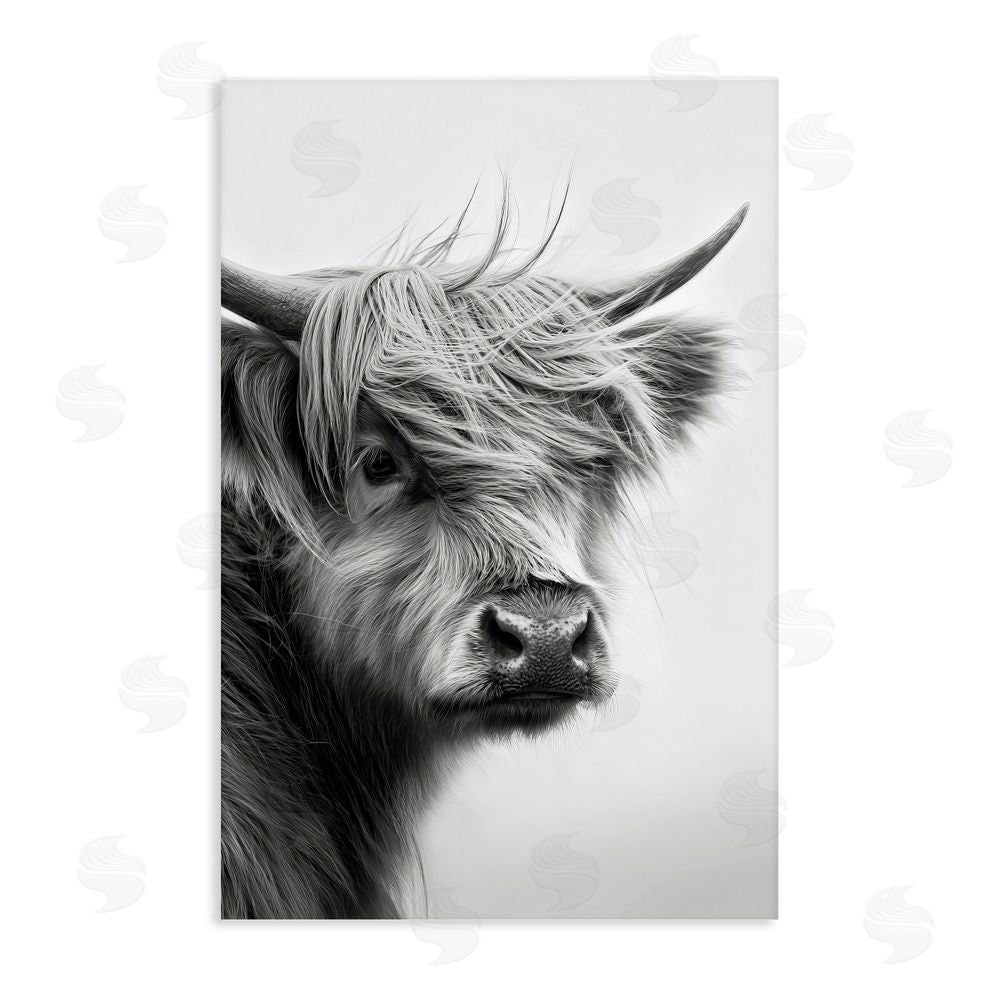 Tina LeCour Young Highland Cow Portrait Stretched Canvas Wall Art Print