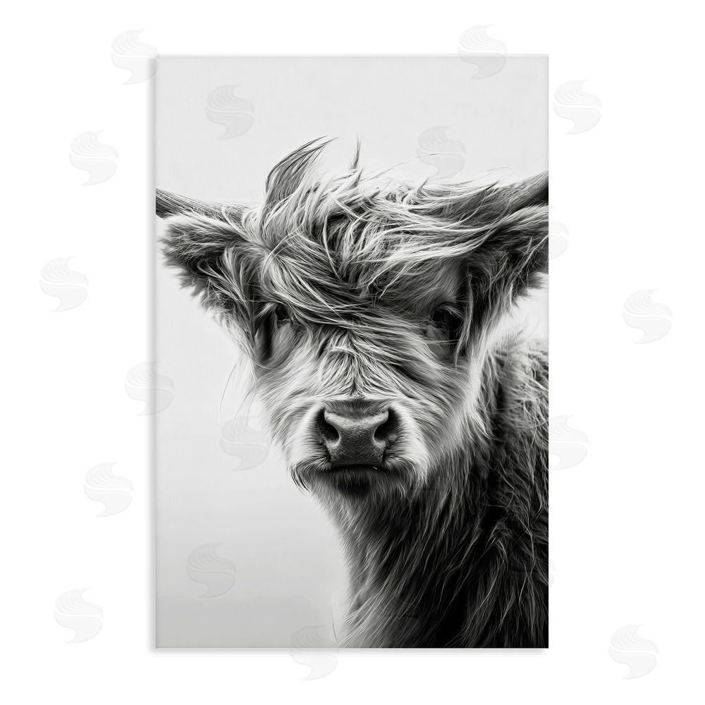 Tina LeCour Windblown Young Highland Calf Stretched Canvas Wall Art Print