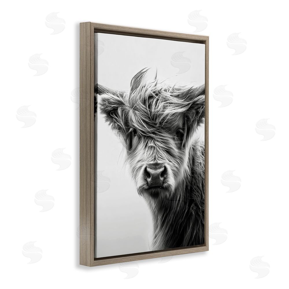 Tina LeCour Windblown Young Highland Calf Brown Floating Frame Canvas Wall Art Print