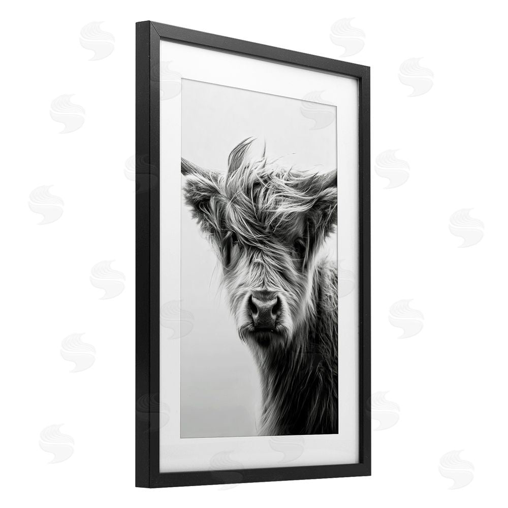 Tina LeCour Windblown Young Highland Calf Black Framed Print Under Glass Wall Art