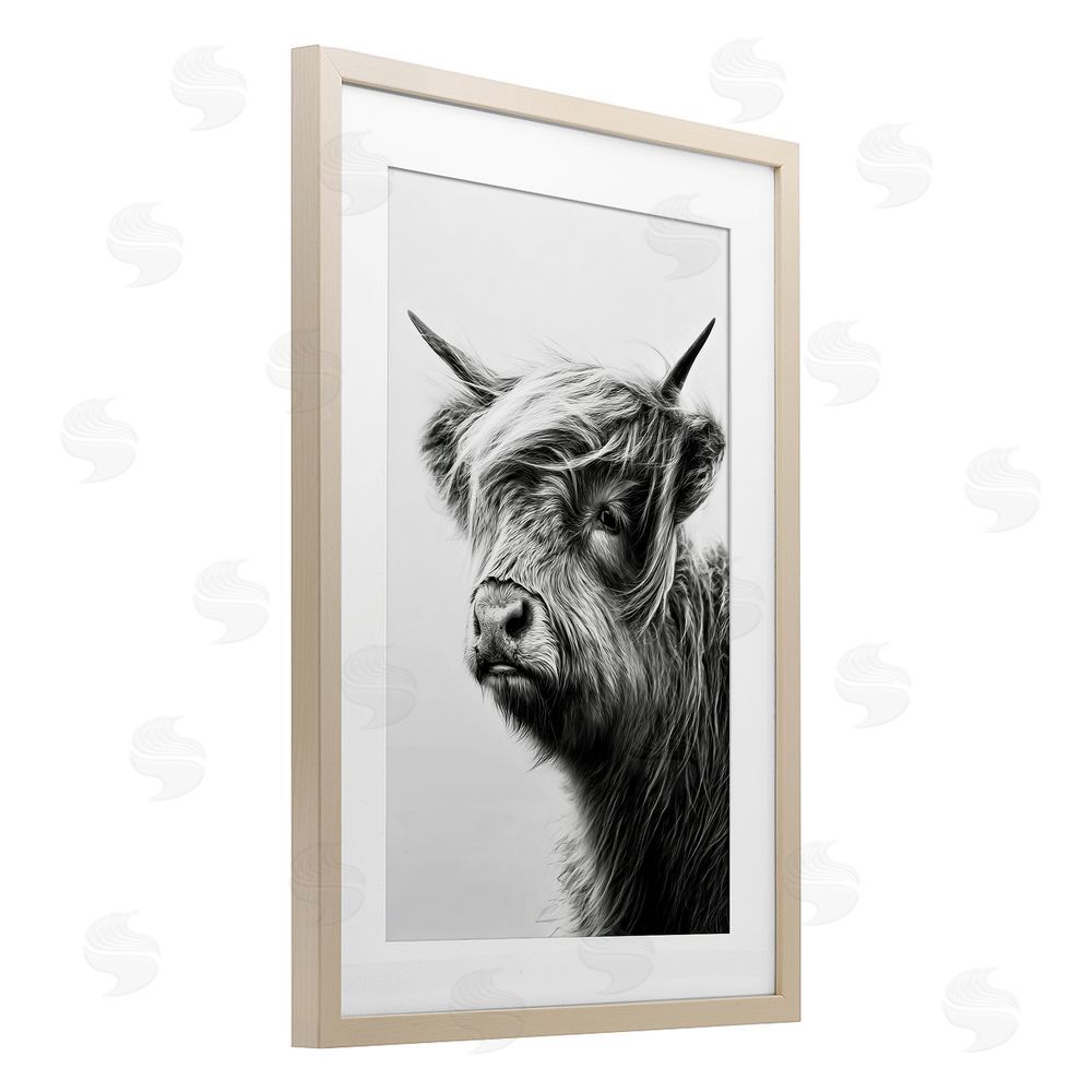 Tina LeCour Highland Cattle Young Calf Brown Framed Print Under Glass Wall Art
