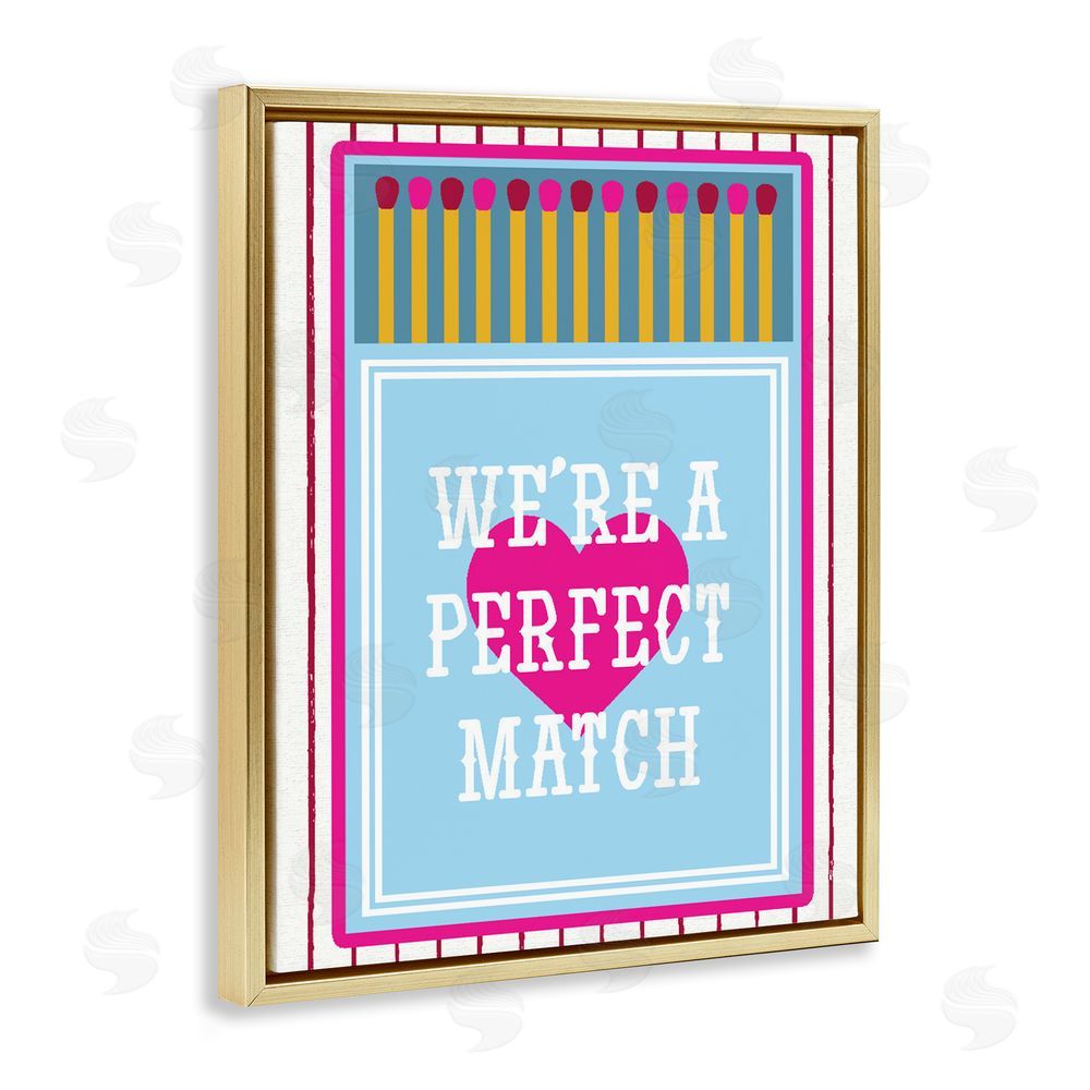 Lil' Rue We're A Perfect Match Gold Floating Framed Canvas Wall Art Print