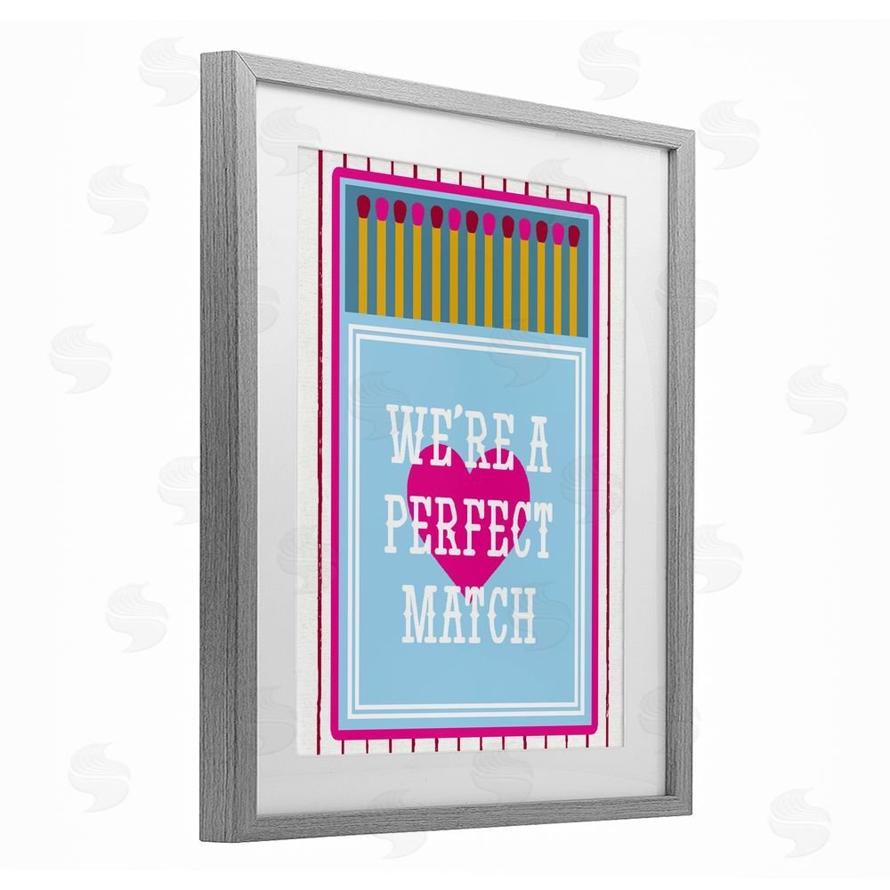 Lil' Rue We're A Perfect Match Gray Framed Print Under Glass with White Mat Wall Art
