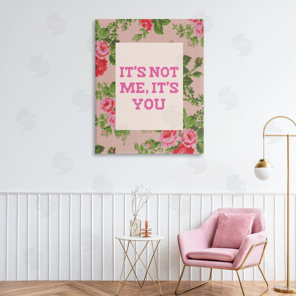Daphne Polselli Not Me It's You Faux Cross Stitch Stretched Canvas Wall Art in Room