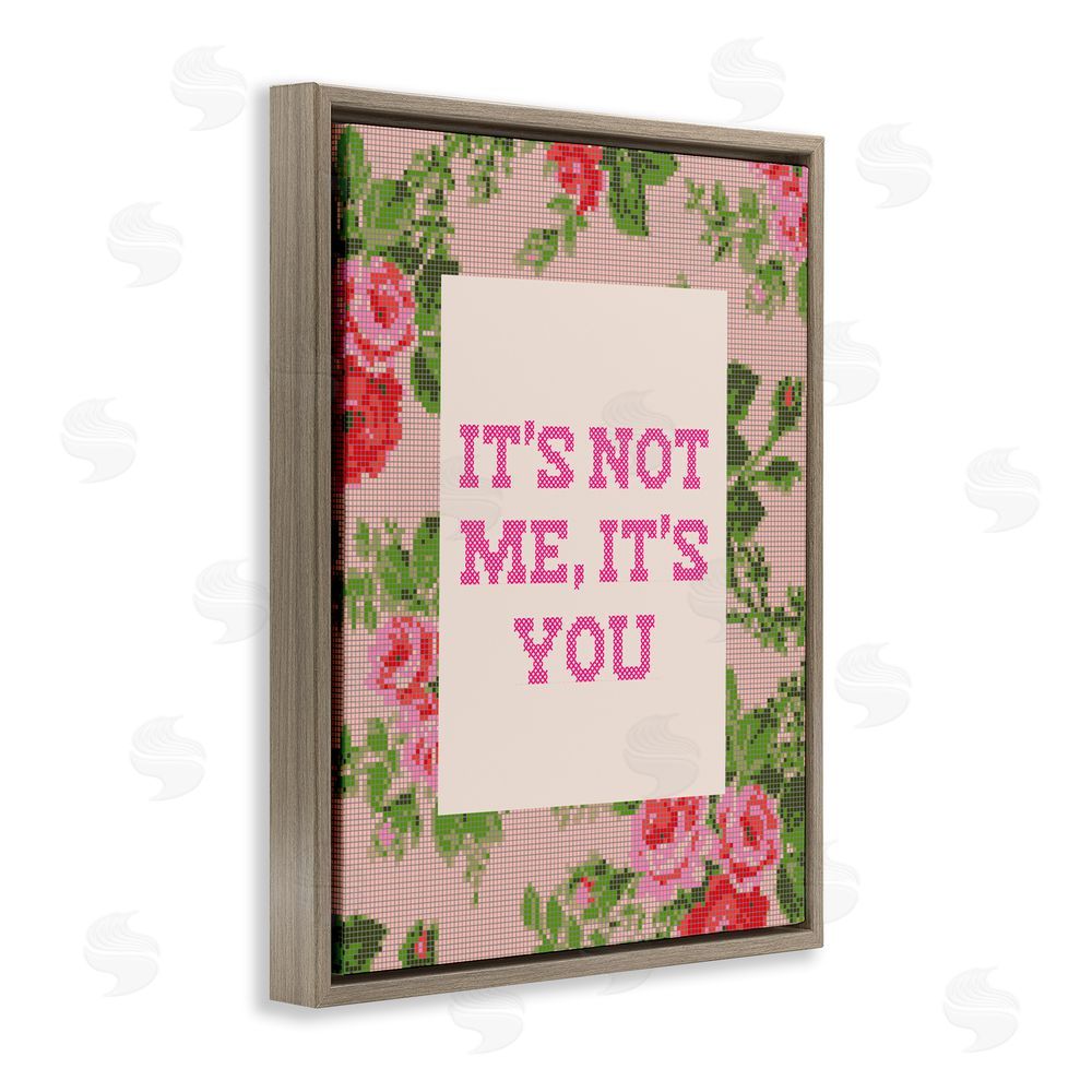Daphne Polselli Not Me It's You Faux Cross Stitch Brown Floating Framed Canvas Wall Art