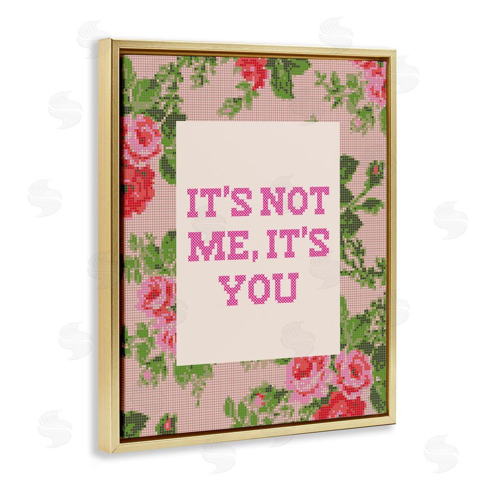 Daphne Polselli Not Me It's You Faux Cross Stitch Gold Floating Framed Canvas Wall Art