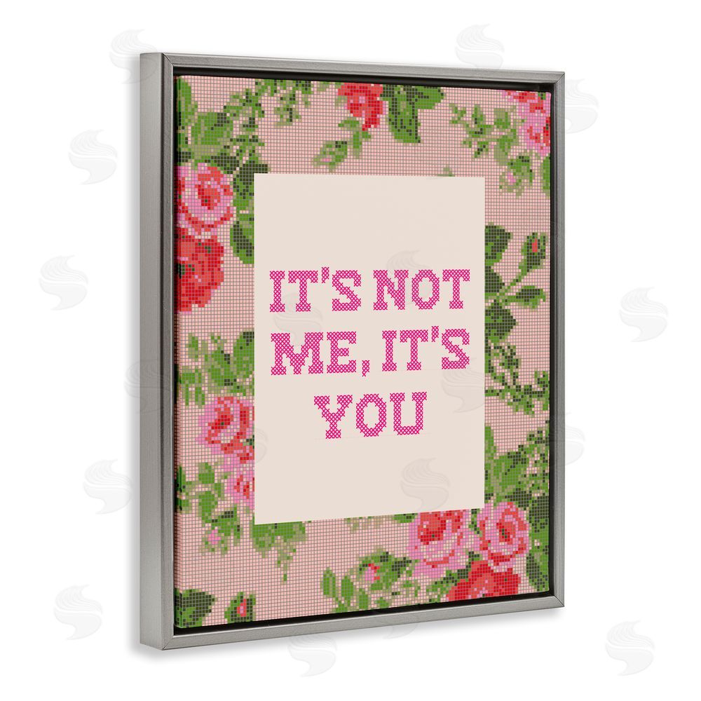 Daphne Polselli Not Me It's You Faux Cross Stitch Gray Floating Framed Canvas Wall Art