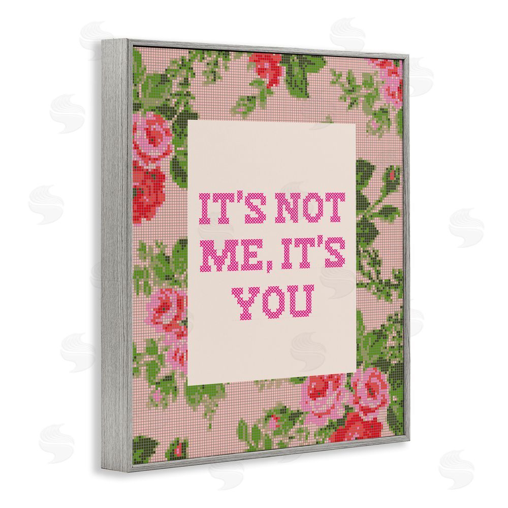 Daphne Polselli Not Me It's You Faux Cross Stitch Gray Framed Giclee Wall Art