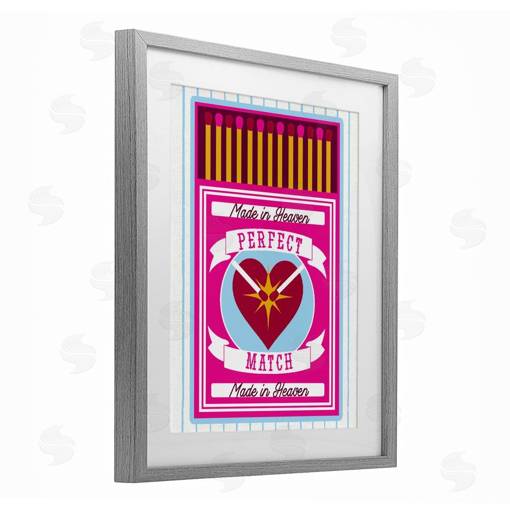 Daphne Polselli Perfect Match Made In Heaven Gray Framed Print Under Glass Wall Art